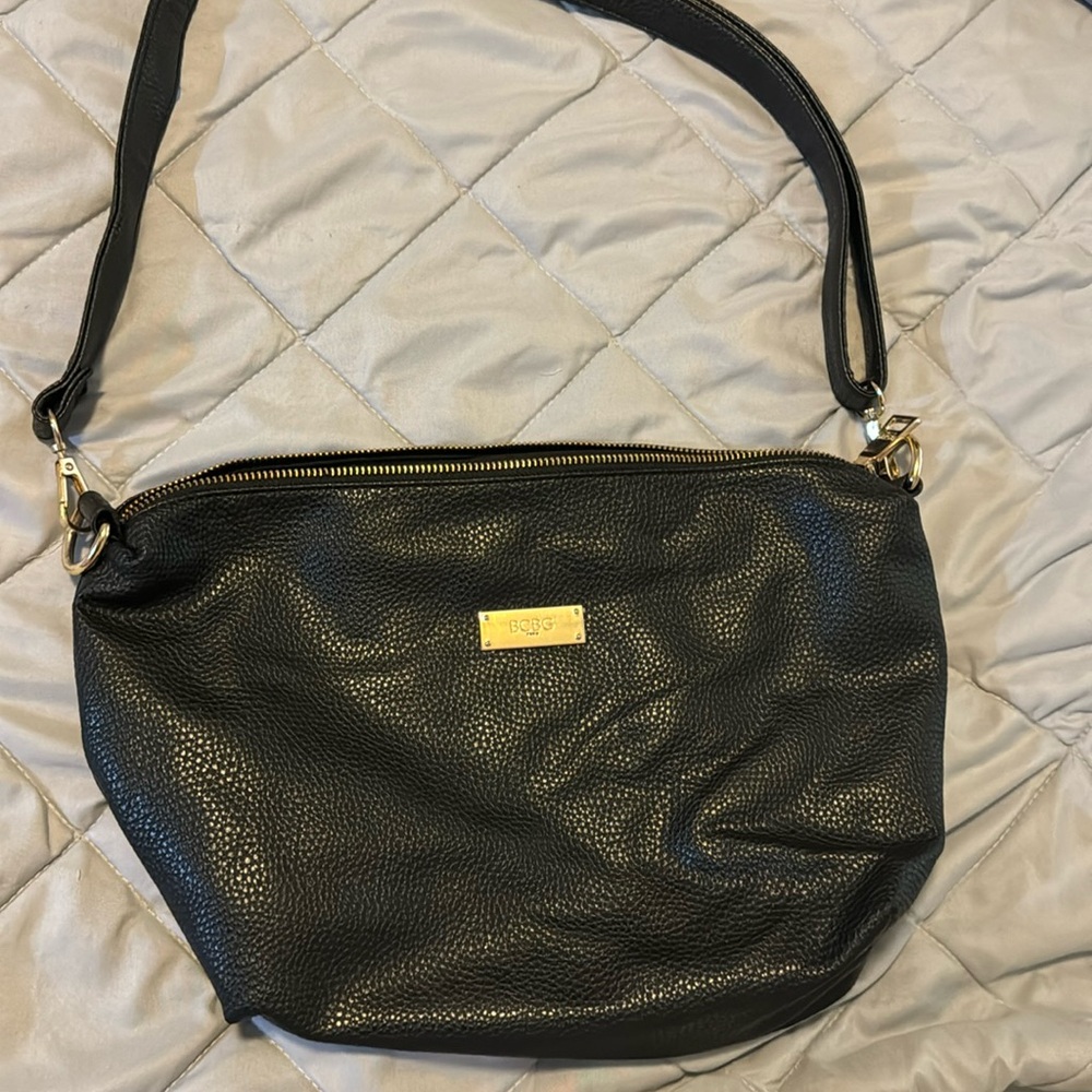 BCBG black leather hobo bag